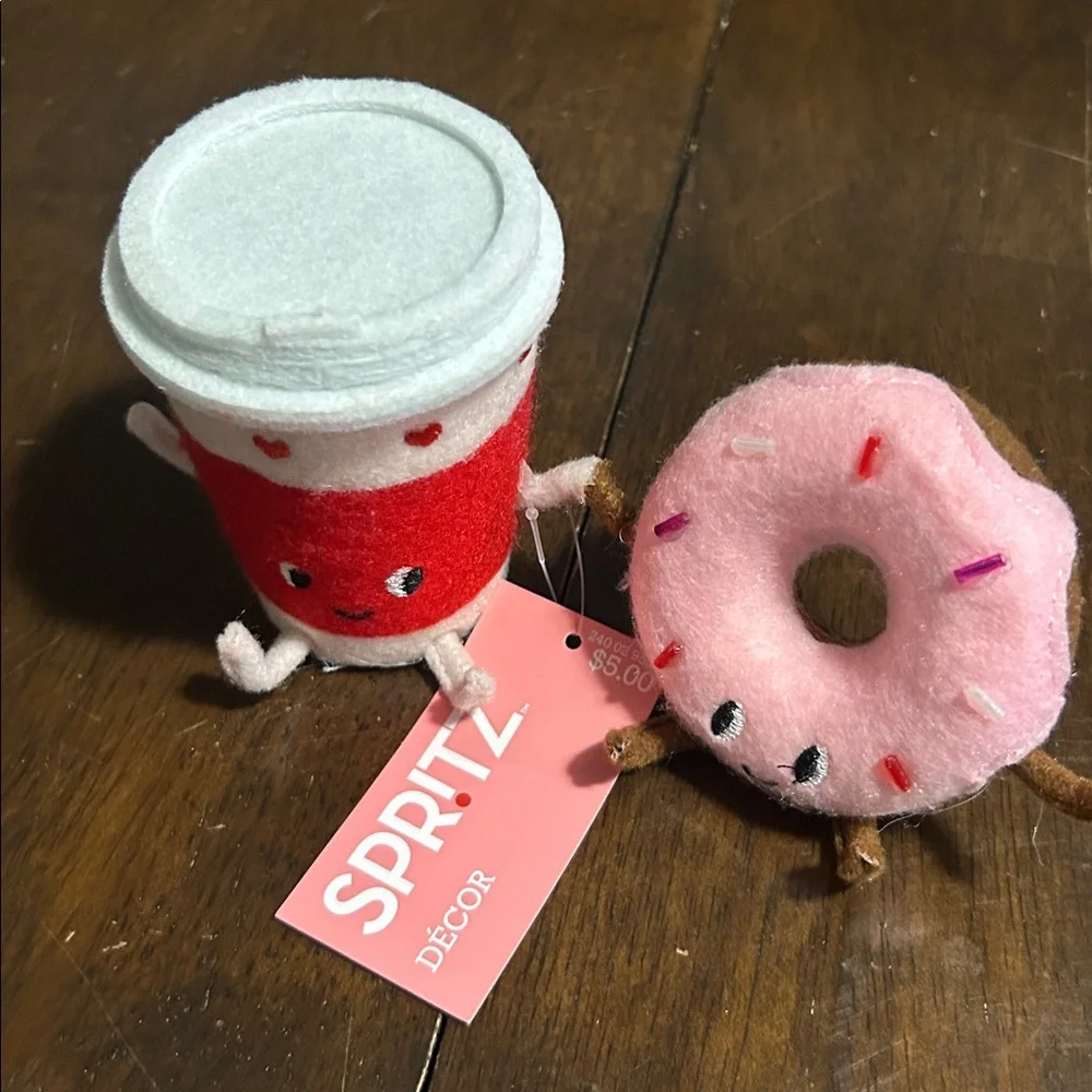 Target Spritz 2024 Valentine's Day Soft Fabric Coffee and Donut Duo NEW
